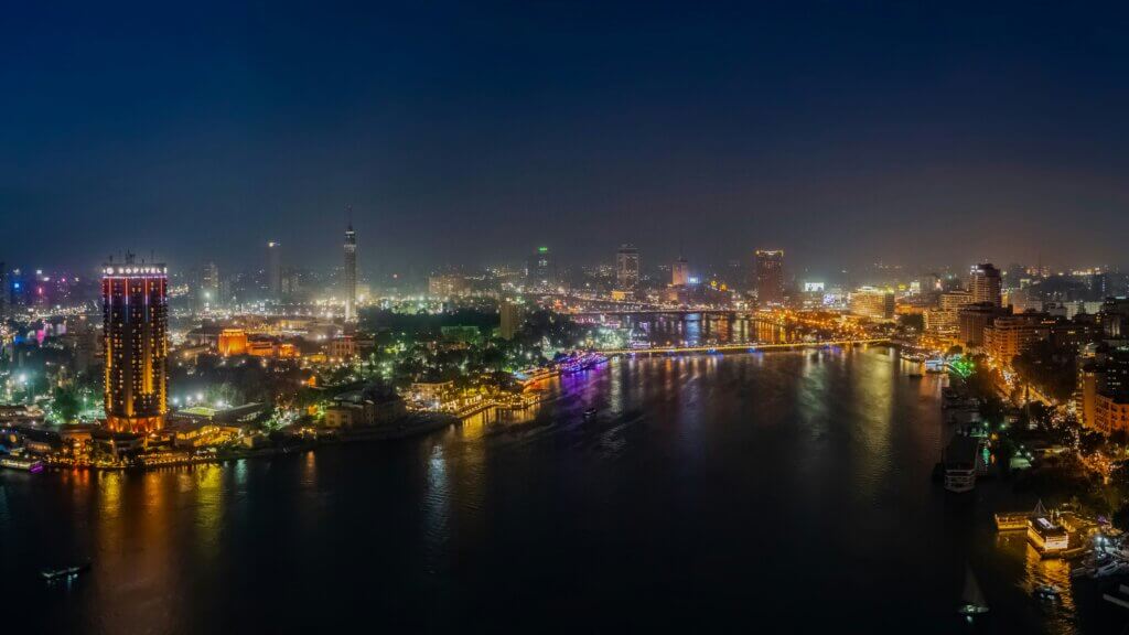 Cairo city skyline during night, Egypt